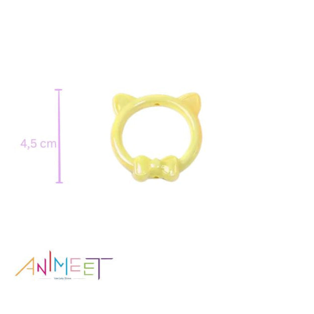 Cute cat shaped beads 2 Pcs, Yellow