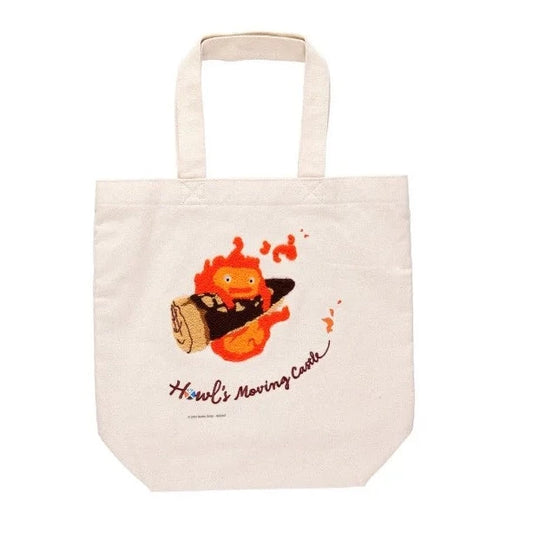 Embroidery Canvas Tote Bag Calcifer In A Hurry - Howl's Moving Castle
