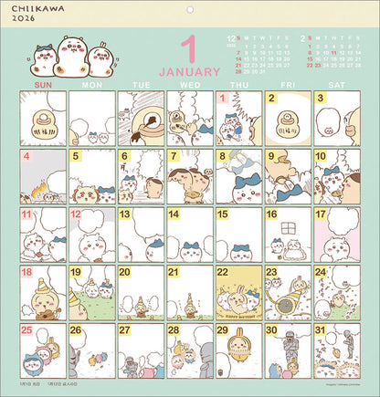 Chiikawa Comic Design Calendar 2026