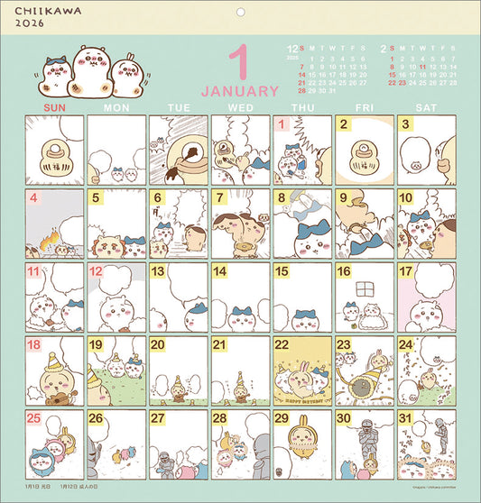 Chiikawa Comic Design Calendar 2026