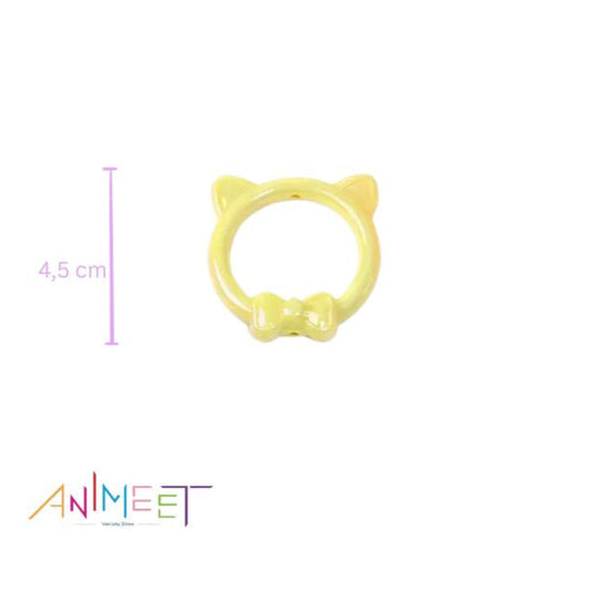 Cute cat shaped beads 2 Pcs, Yellow