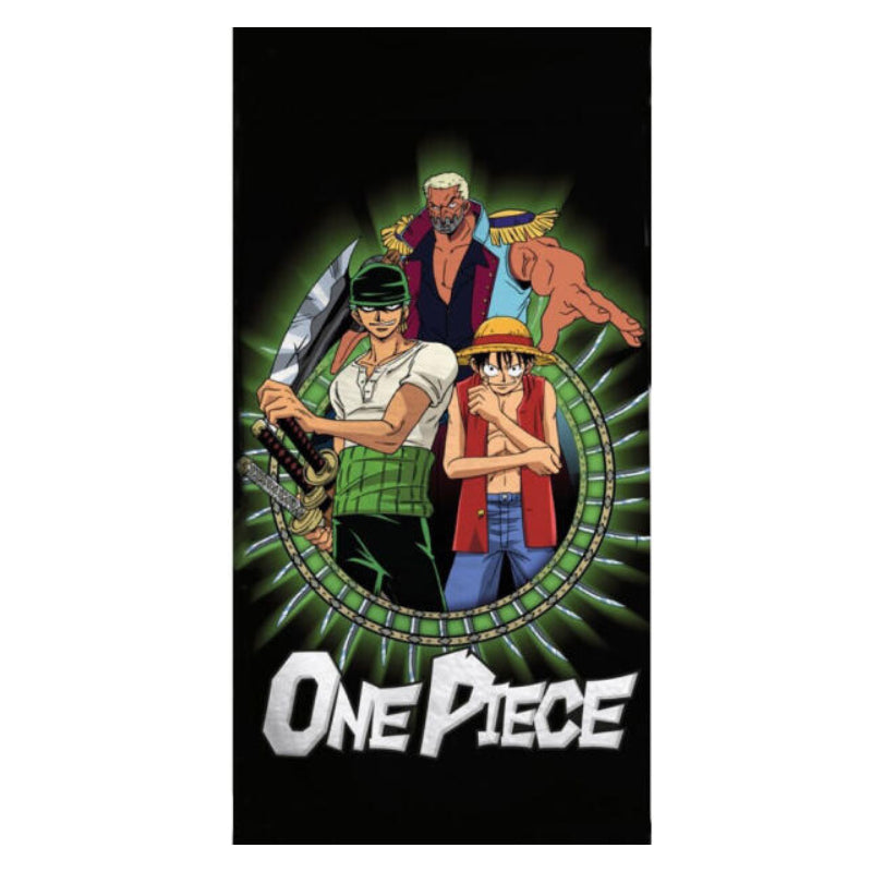 One Piece Zoro, Luffy and Morgan Pyyhe, 70 x 140 cm