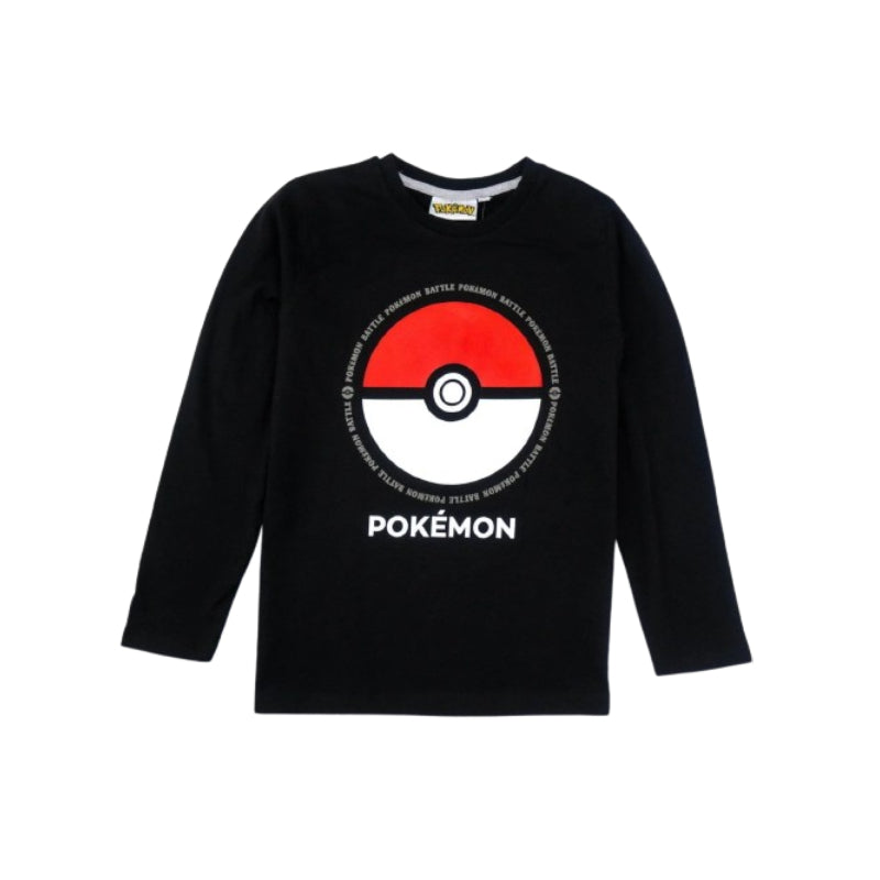 Pokémon Pokéball Children's Long-Sleeve Shirt, Black