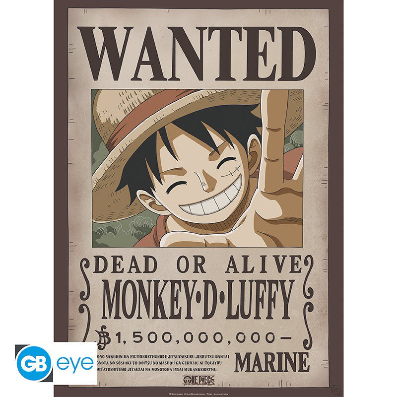 ONE PIECE Luffy Wanted -juliste, 52 x 38 cm