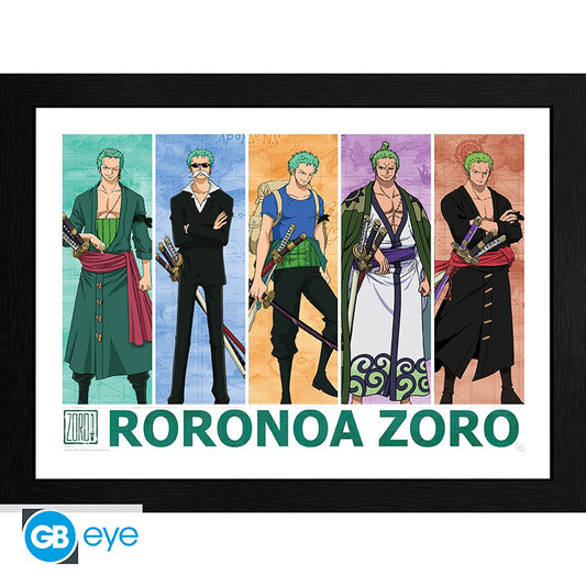 ONE PIECE Kehystetty Printti - Pirate Hunter Zoro (30x40)