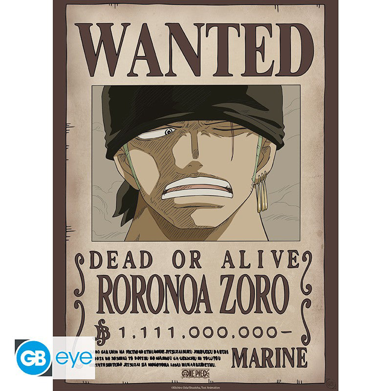 ONE PIECE Wano Zoro Wanted -juliste, 52 x 38 cm